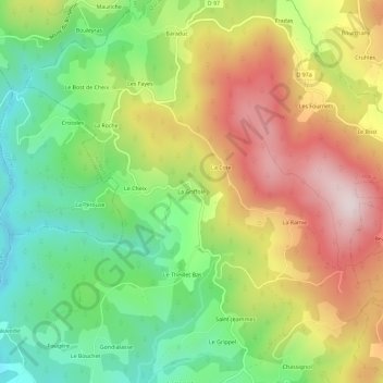 Carte topographique La Griffole, altitude, relief