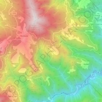 Carte topographique Metello, altitude, relief