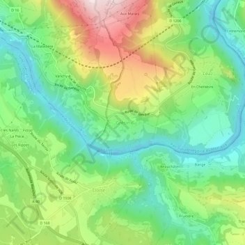 Carte topographique Grésin, altitude, relief