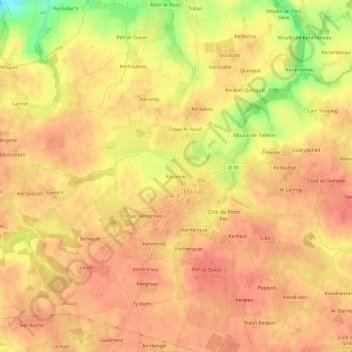 Carte topographique Keronvel, altitude, relief