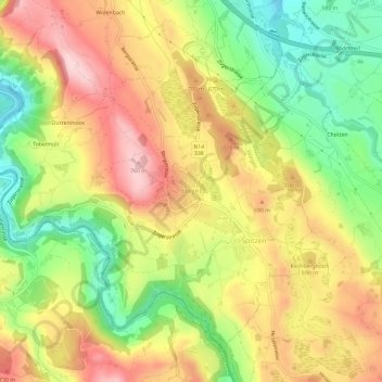 Carte topographique Hirzel, altitude, relief