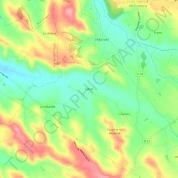 Carte topographique Labat, altitude, relief