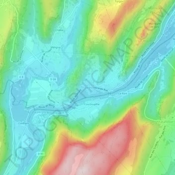 Carte topographique Thoirette, altitude, relief