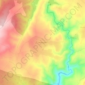 Carte topographique Montenebro, altitude, relief