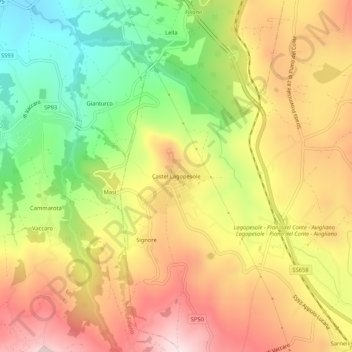 Carte topographique Castel Lagopesole, altitude, relief