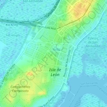 Carte topographique Hilo, altitude, relief