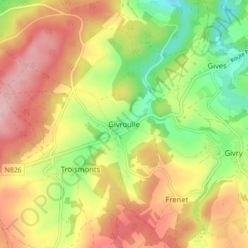 Carte topographique Givroulle, altitude, relief