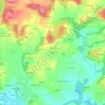 Carte topographique Kerprat, altitude, relief