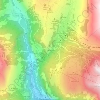 Carte topographique Scalcoggia, altitude, relief