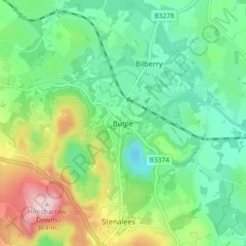 Carte topographique Bugle, altitude, relief