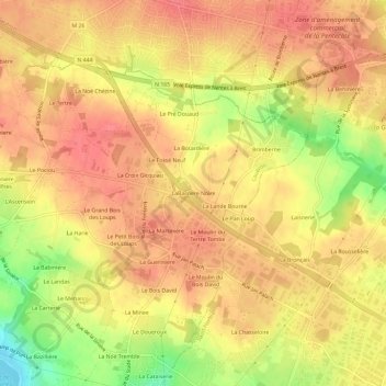 Carte topographique LaBarriere Noire, altitude, relief