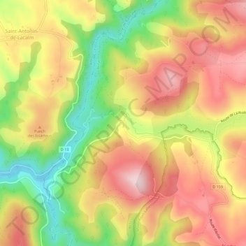 Carte topographique Arifat, altitude, relief