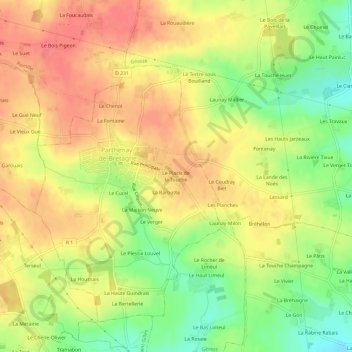 Carte topographique Le Placis de la Touche, altitude, relief