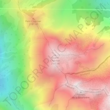 Carte topographique Grand Charnier, altitude, relief