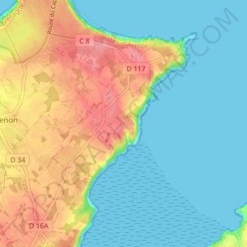 Carte topographique Saint-Guireuc, altitude, relief