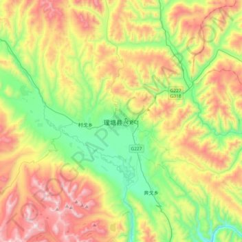 Carte topographique Litang, altitude, relief