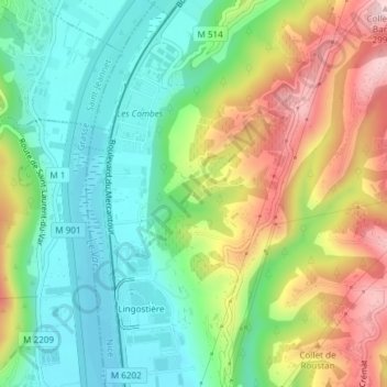 Carte topographique Saquier, altitude, relief