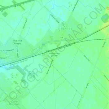 Carte topographique Sainte-Rosalie-Jonction, altitude, relief