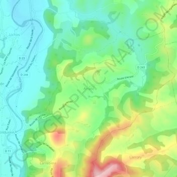 Carte topographique Arrast, altitude, relief