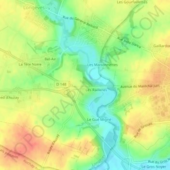 Carte topographique La Raillere, altitude, relief