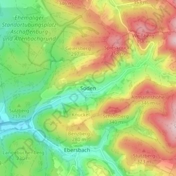 Carte topographique Soden, altitude, relief