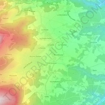 Carte topographique La Gare, altitude, relief