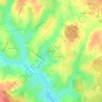 Carte topographique Bouchetout, altitude, relief