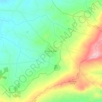 Carte topographique Monte do Bispo, altitude, relief