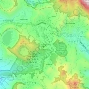 Carte topographique Karang Sari, altitude, relief