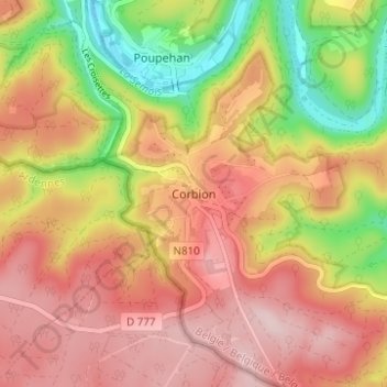 Carte topographique Corbion, altitude, relief