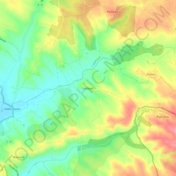 Carte topographique Loubejac, altitude, relief