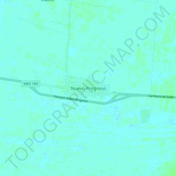 Carte topographique Nuevo Progreso, altitude, relief