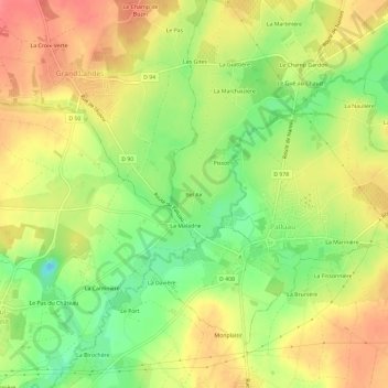 Carte topographique Bel Air, altitude, relief
