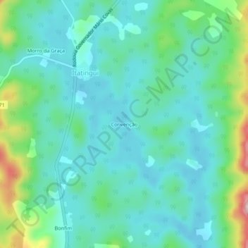 Carte topographique Convenção, altitude, relief