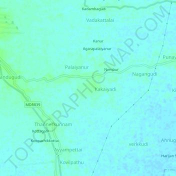 Carte topographique Sathanur, altitude, relief