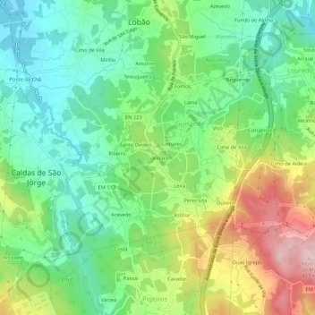 Carte topographique Gândara, altitude, relief