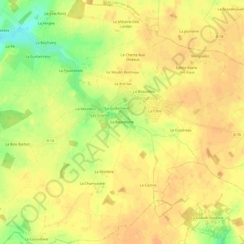 Carte topographique La Brunellière, altitude, relief