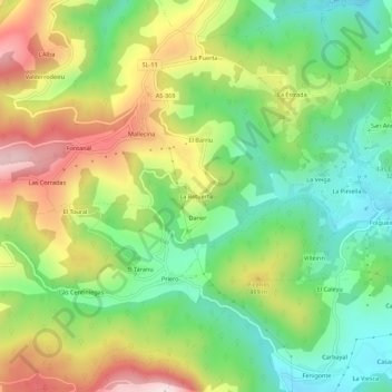 Carte topographique La Retuerta, altitude, relief
