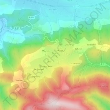 Carte topographique Le Communal, altitude, relief
