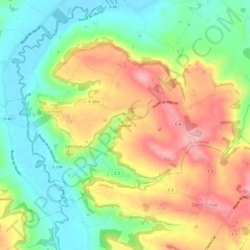 Carte topographique Gauran, altitude, relief