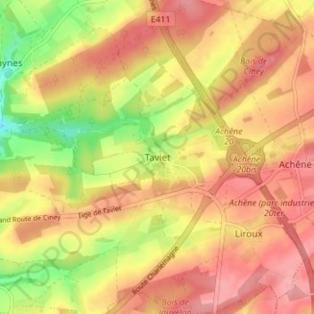 Carte topographique Taviet, altitude, relief