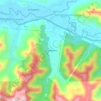 Carte topographique Agua Blanca, altitude, relief