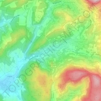 Carte topographique Niedereggenen, altitude, relief