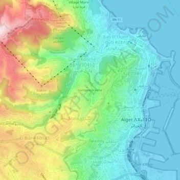 Carte topographique Fontaine Fraiche, altitude, relief