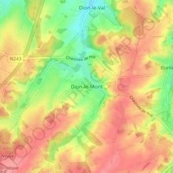 Carte topographique Dion-le-Mont, altitude, relief