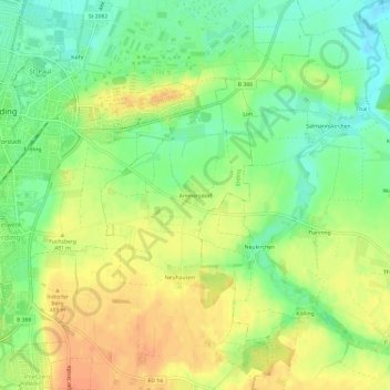 Carte topographique Ammersdorf, altitude, relief