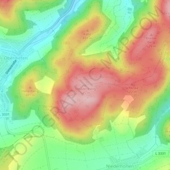 Carte topographique Schadenberg, altitude, relief