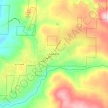 Carte topographique Grizzly Flat, altitude, relief