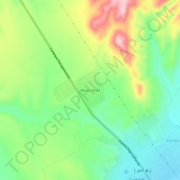 Carte topographique Monte Albán, altitude, relief