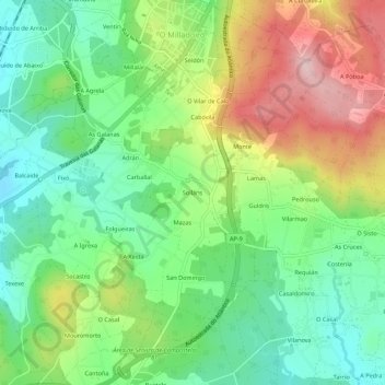 Carte topographique Solláns, altitude, relief